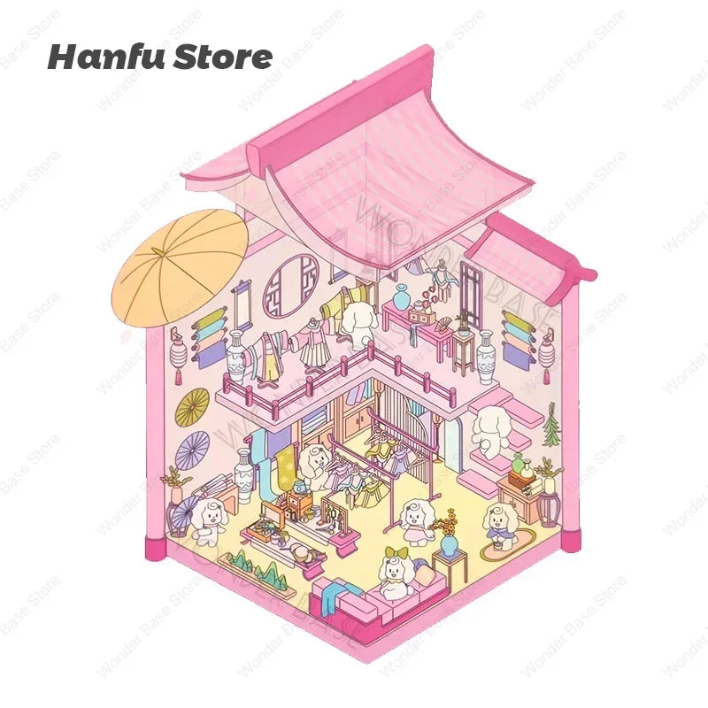 Miniature Scene 3D:Theater/Luggage/Magic Book/Hanfu Store