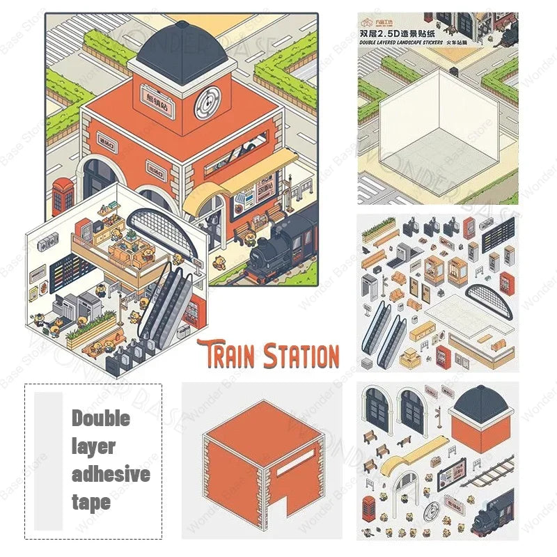 Miniature Scene 3D:Police Station/Train Station/Grand Hotel/Restaurant