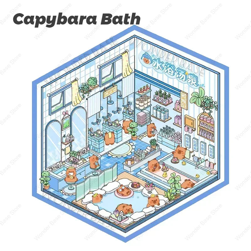 Miniature Scene 3D:Hamster Tea Shop/Market/Girl Party/Capybara Hot Spring