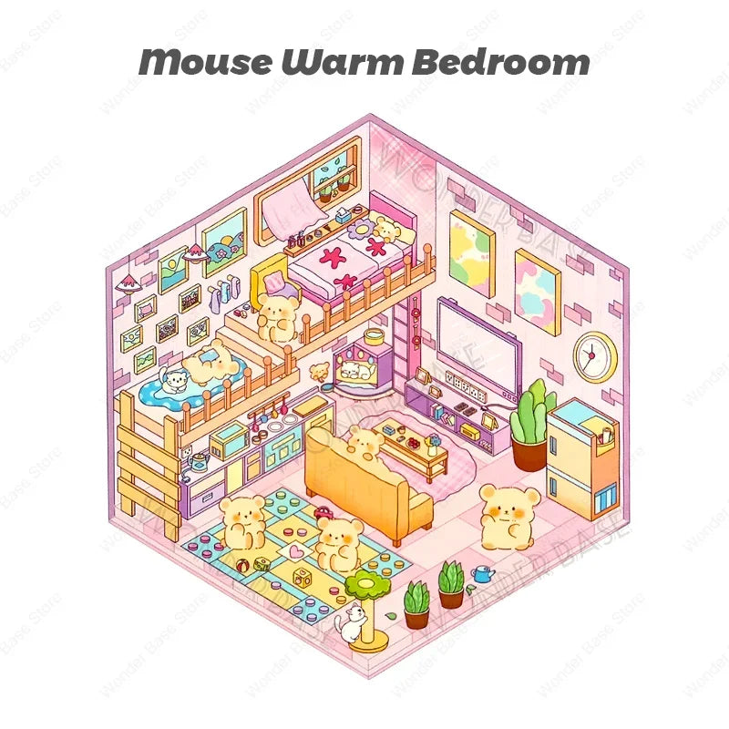 Miniature Scene 3D: Devil Cat/Rabbit Classroom/Meow Meow House/Bear Workshop