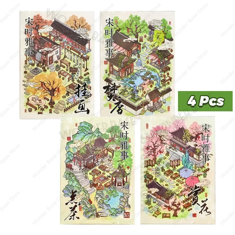 Miniature Scene 3D:Autumn Forest/Snow Scene/Tea ceremony/Mountain Cottage