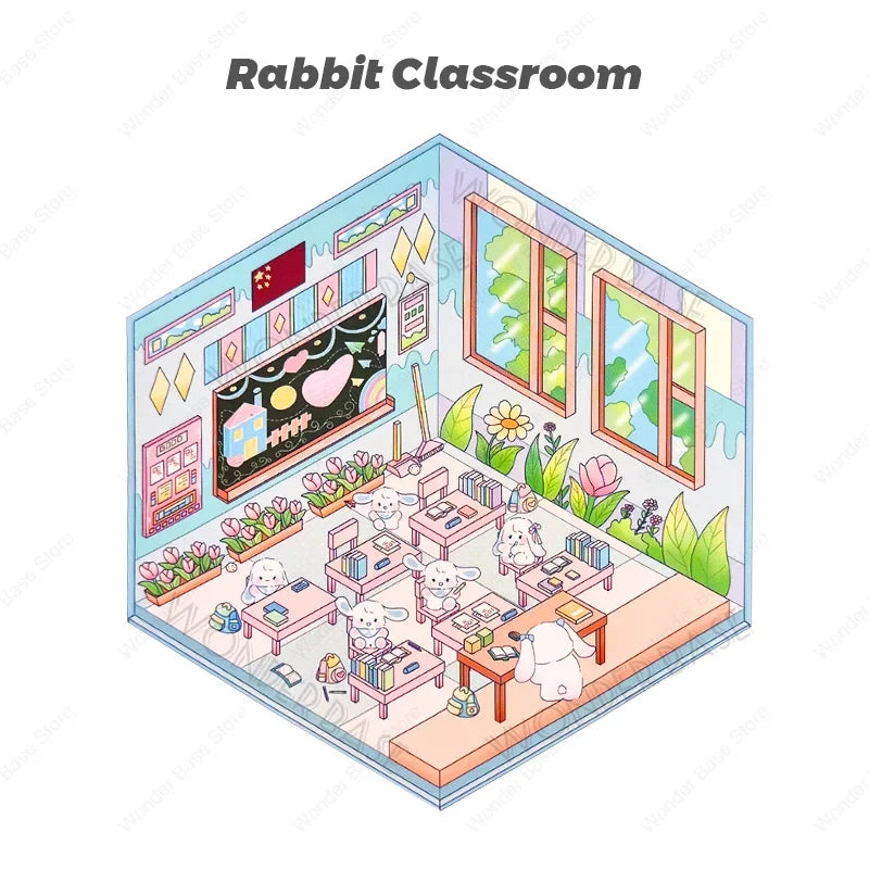 Miniature Scene 3D: Devil Cat/Rabbit Classroom/Meow Meow House/Bear Workshop