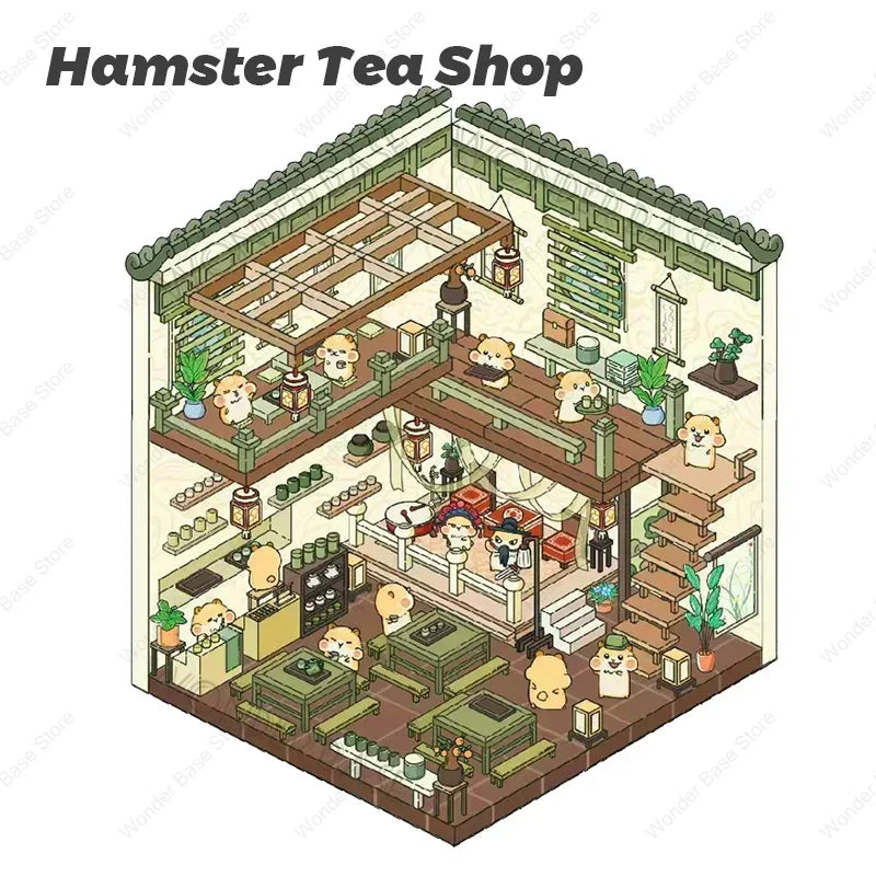 Miniature Scene 3D:Hamster Tea Shop/Market/Girl Party/Capybara Hot Spring