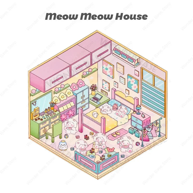 Miniature Scene 3D: Devil Cat/Rabbit Classroom/Meow Meow House/Bear Workshop