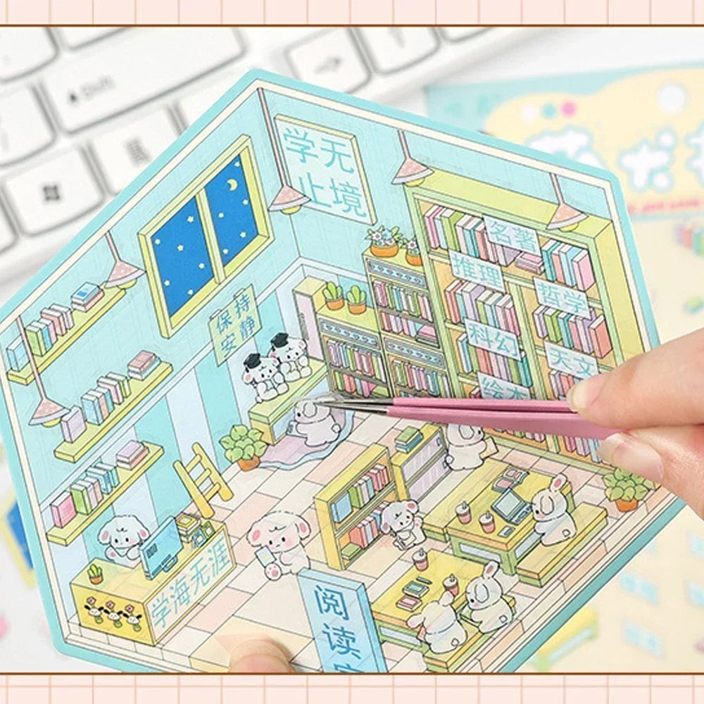 Miniature Scene 3D: Devil Cat/Rabbit Classroom/Meow Meow House/Bear Workshop