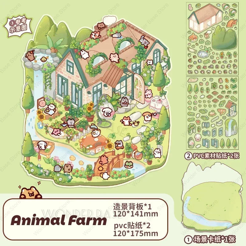 Miniature Scene 3D: Green Castle/Animal Farm/Cute Party/Happy Paradise