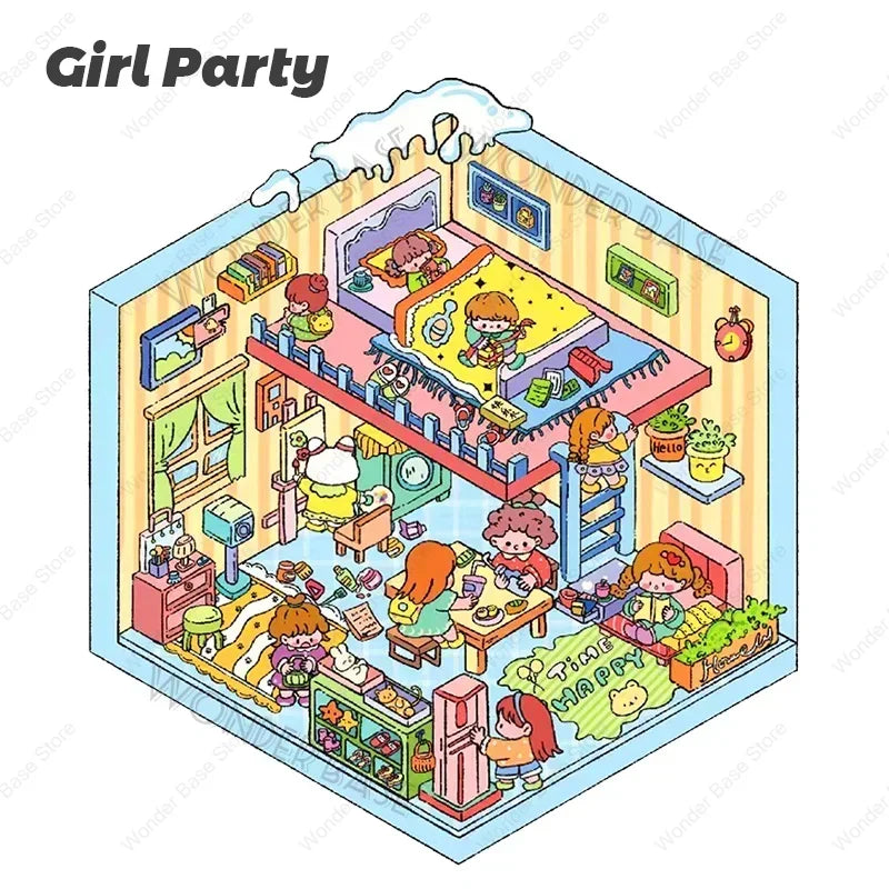 Miniature Scene 3D:Hamster Tea Shop/Market/Girl Party/Capybara Hot Spring