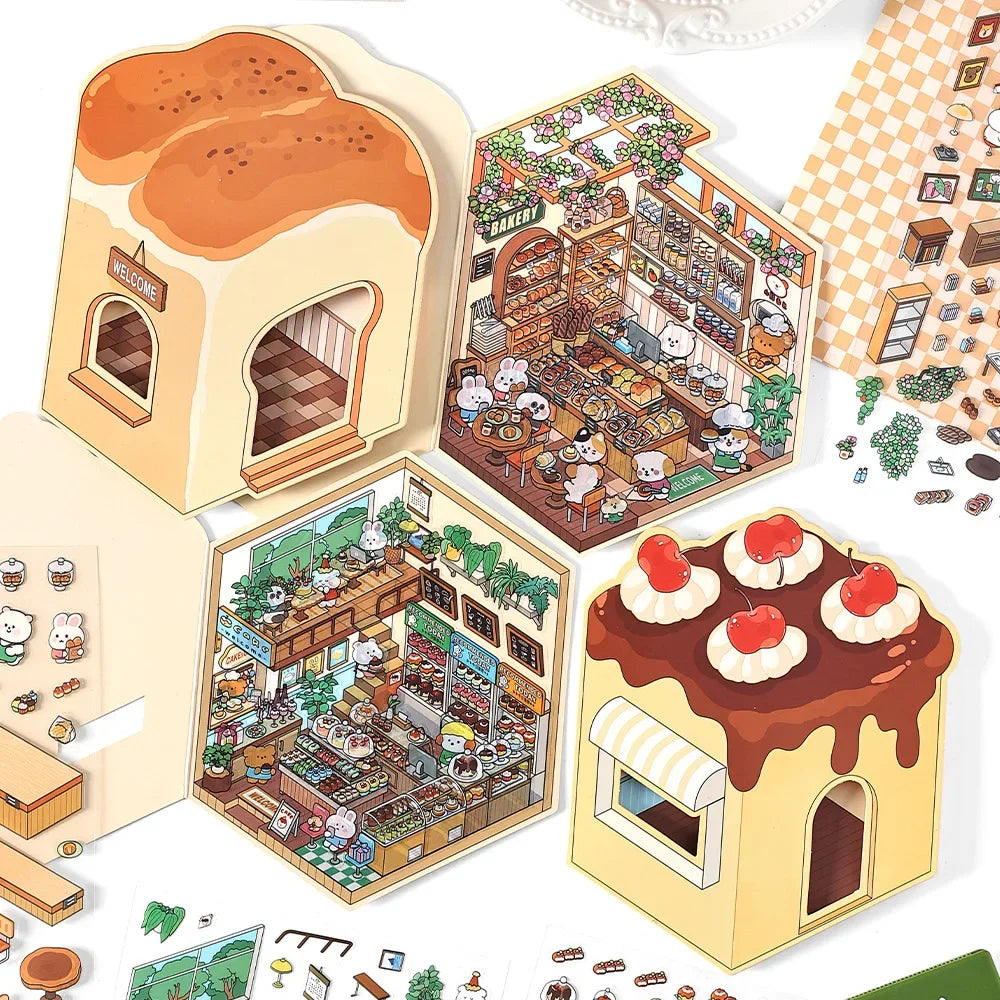 Miniature Scene 3D: Cake/Bread/Coffee/Sushi